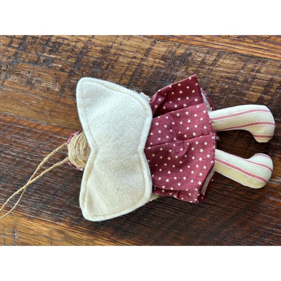 Fabric Angel Doll Christmas Ornament With Heart Accents & Hanging Cord - Picture 3 of 6